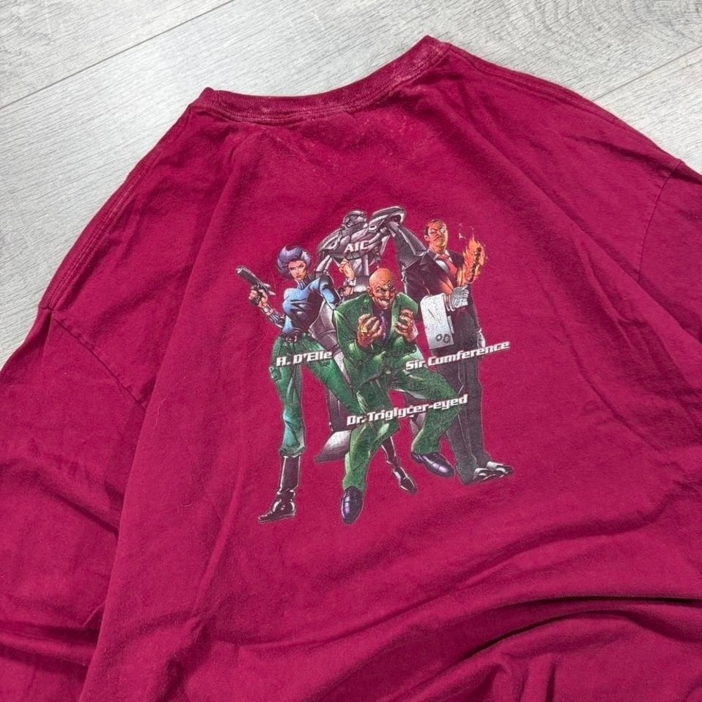 Vintage 2000s rare cartoon movie style promo long sleeve red t shirt Size XL